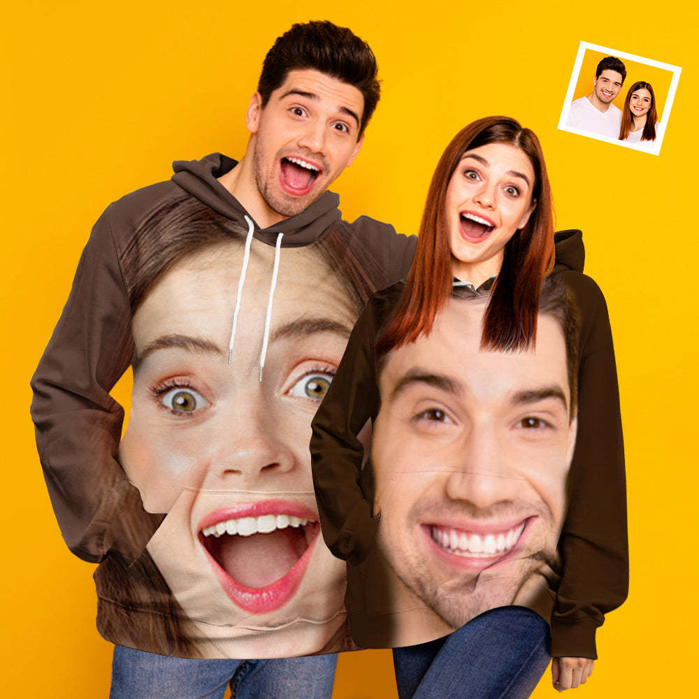 Personalisierter Lustiger Hoodie Mit Großem Gesicht, Locker Geschnitten, Unisex-sweatshirt - 
