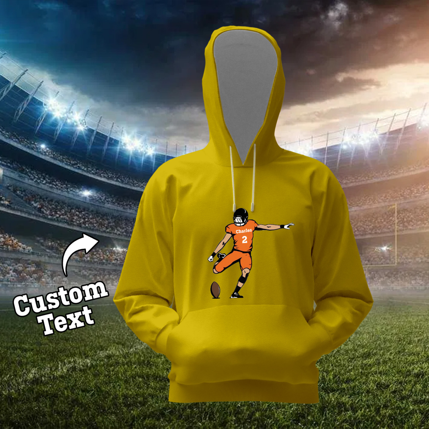 Glänze Am Spieltag – Individuell Gestalteter Glitzer-footballspieler-hoodie - 