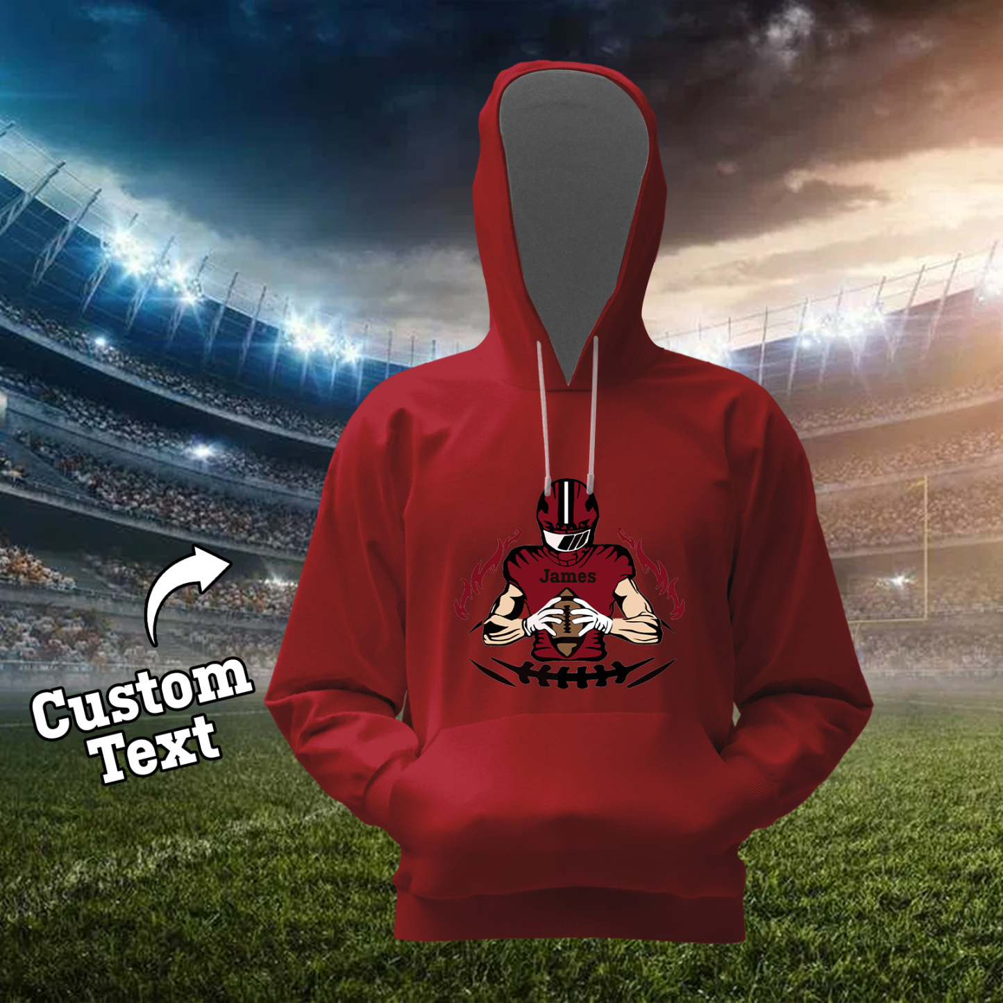 Glänze Am Spieltag – Individuell Gestalteter Glitzer-footballspieler-hoodie - 