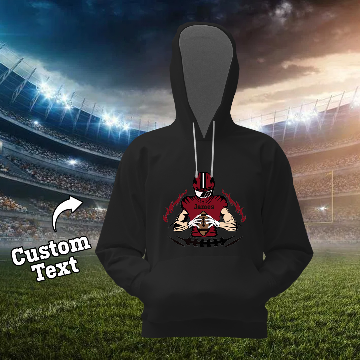 Glänze Am Spieltag – Individuell Gestalteter Glitzer-footballspieler-hoodie - 