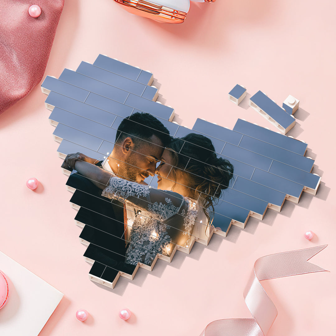 Hochzeitsgeschenke Kundenspezifischer Baustein Personalisierter Fotoblock Herzform