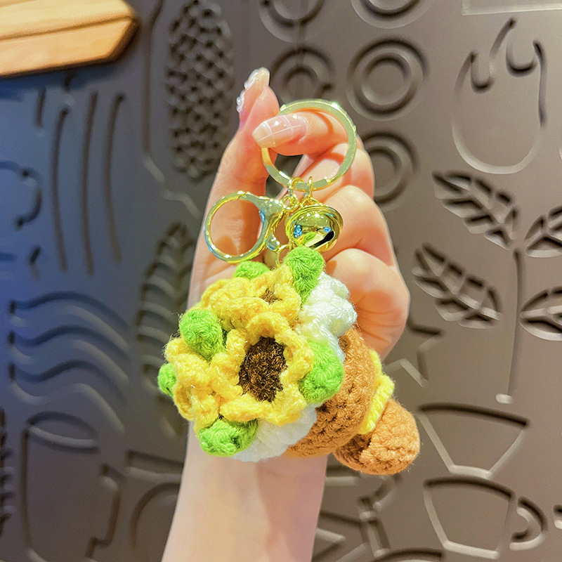 Handgewebter Rosen-schlüsselanhänger – Eleganter Floraler Schlüsselanhänger Für Damen, Süßes Boho-chic-accessoire Für Die Handtasche, Geschenkidee - 