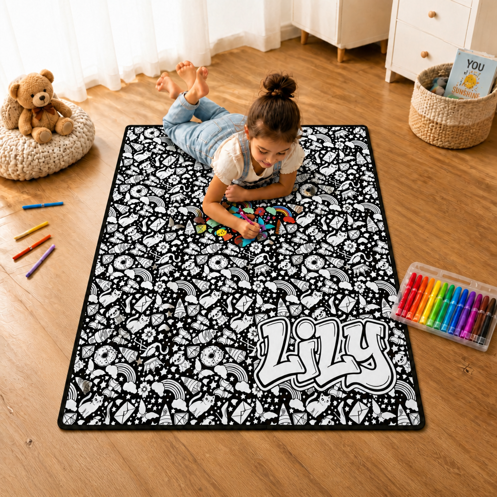 DIY-Zeichendecke (optionales 24-Farben-Marker-Set) Erstellen Sie Ihre Kunstdecke, Waschbare Andenkendecke Für Kinder Und Erwachsene - 