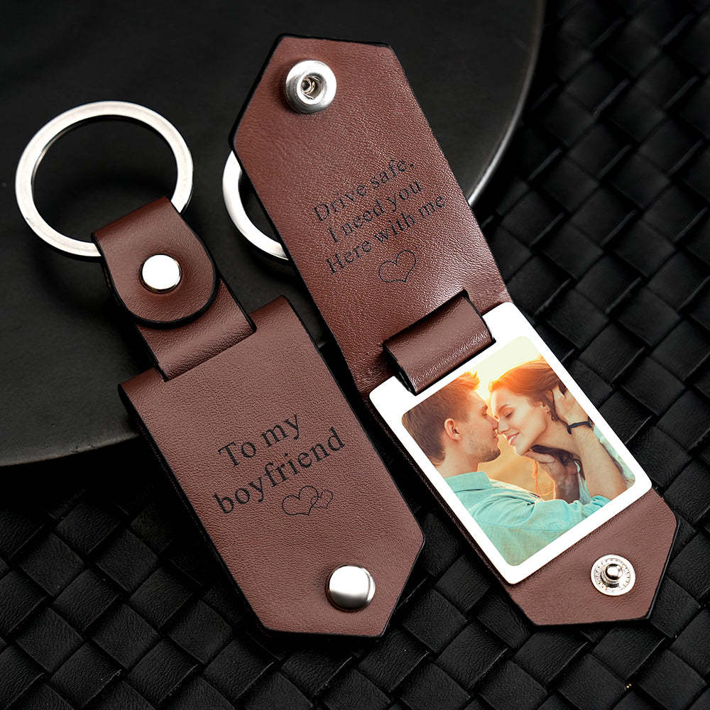 Drive Safe Keychain To My Soulmate Custom Leather Photo Text Keychain Mit Graviertem Text - FotoPortemonnaie