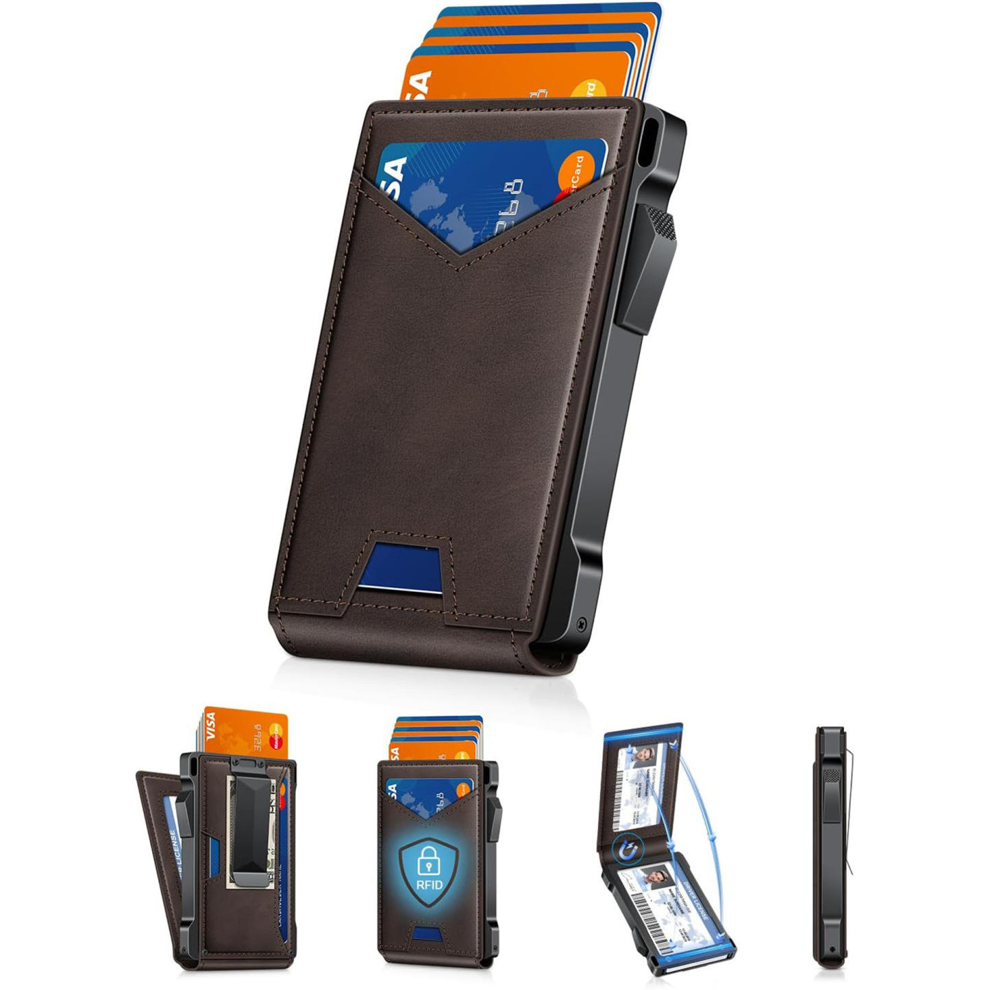 Faltbare Herren-geldbörse Mit Zweifach Aufklappbarem Ausweisfach, Rfid-blockierung, Sicherem Und Kompaktem Kartenhalter – Das Perfekte Geschenk Für Männer Zum Valentinstag! - 