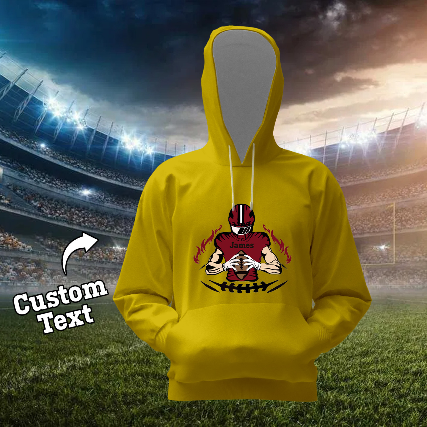 Glänze Am Spieltag – Individuell Gestalteter Glitzer-footballspieler-hoodie - 