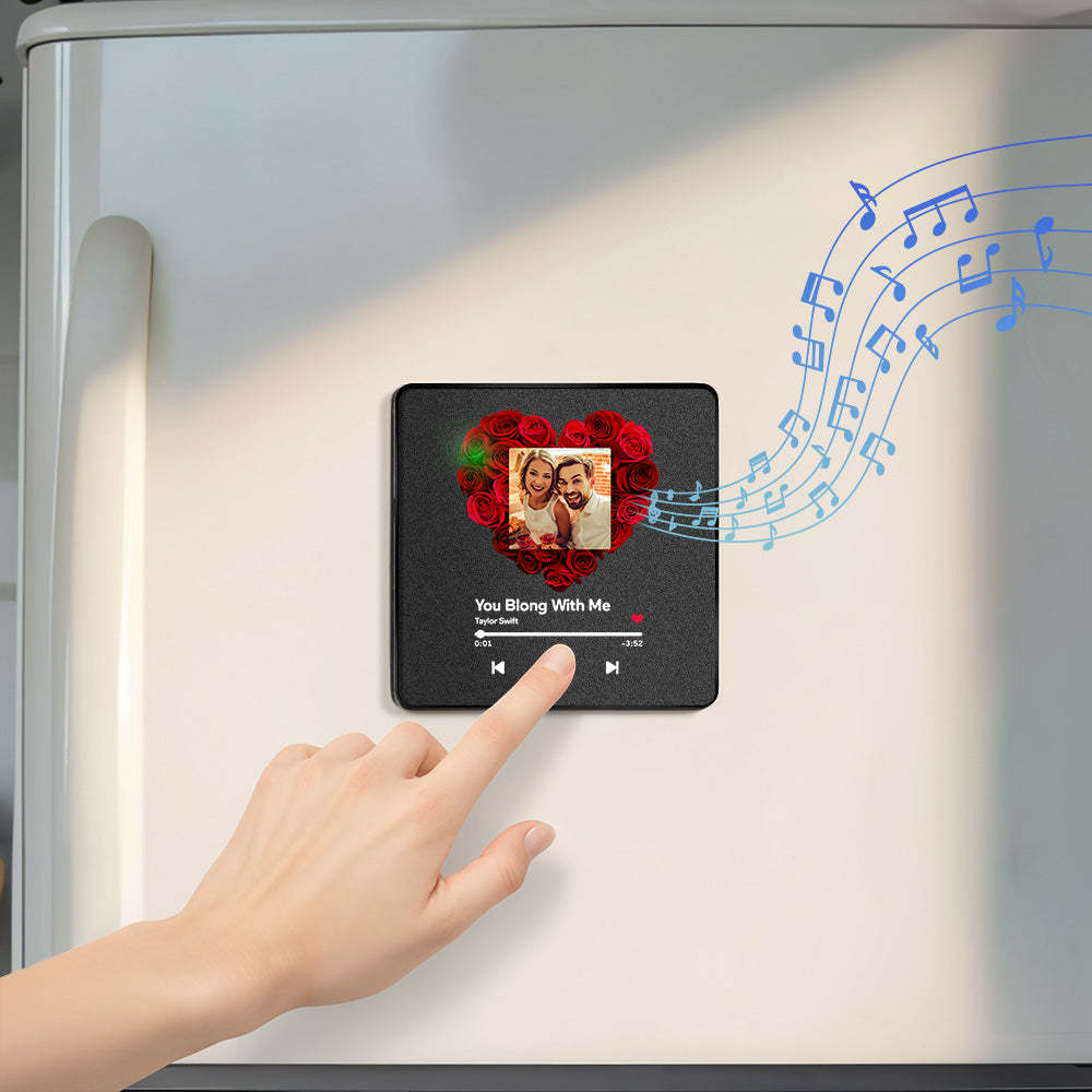 Personalisierter Kühlschrankmagnet Mit Foto Und Musik, Individuell Gestaltbarer, Mehrfarbiger Wandaufkleber Mit Foto, Kühlschrankmagnet Mit Musikfunktion, Der Lieder Abspielen Kann - 
