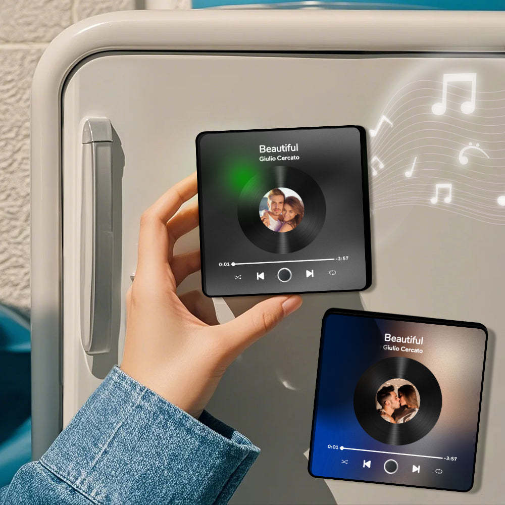 Personalisierter Kühlschrankmagnet Mit Foto Und Musik, Individuell Gestaltbarer, Mehrfarbiger Wandaufkleber Mit Foto, Kühlschrankmagnet Mit Musikfunktion, Der Lieder Abspielen Kann - 