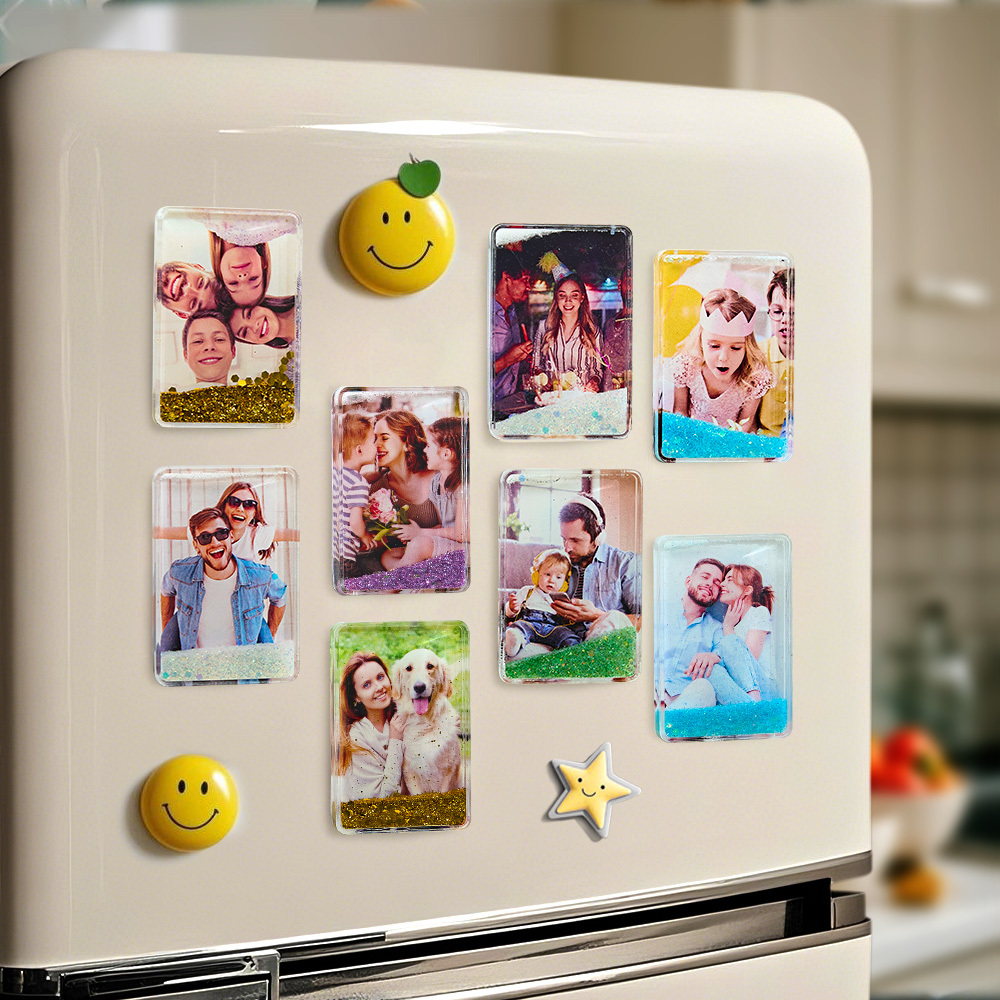 Benutzerdefinierte Quicksand Kühlschrank Magnet Personalisierte Foto Kühlschrank Magnet Home Dekoration Muttertag Geschenk -