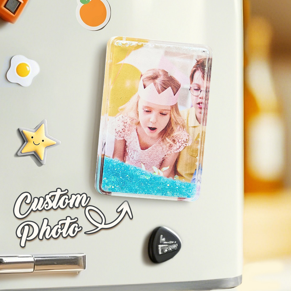 Benutzerdefinierte Quicksand Kühlschrank Magnet Personalisierte Foto Kühlschrank Magnet Home Dekoration Muttertag Geschenk -