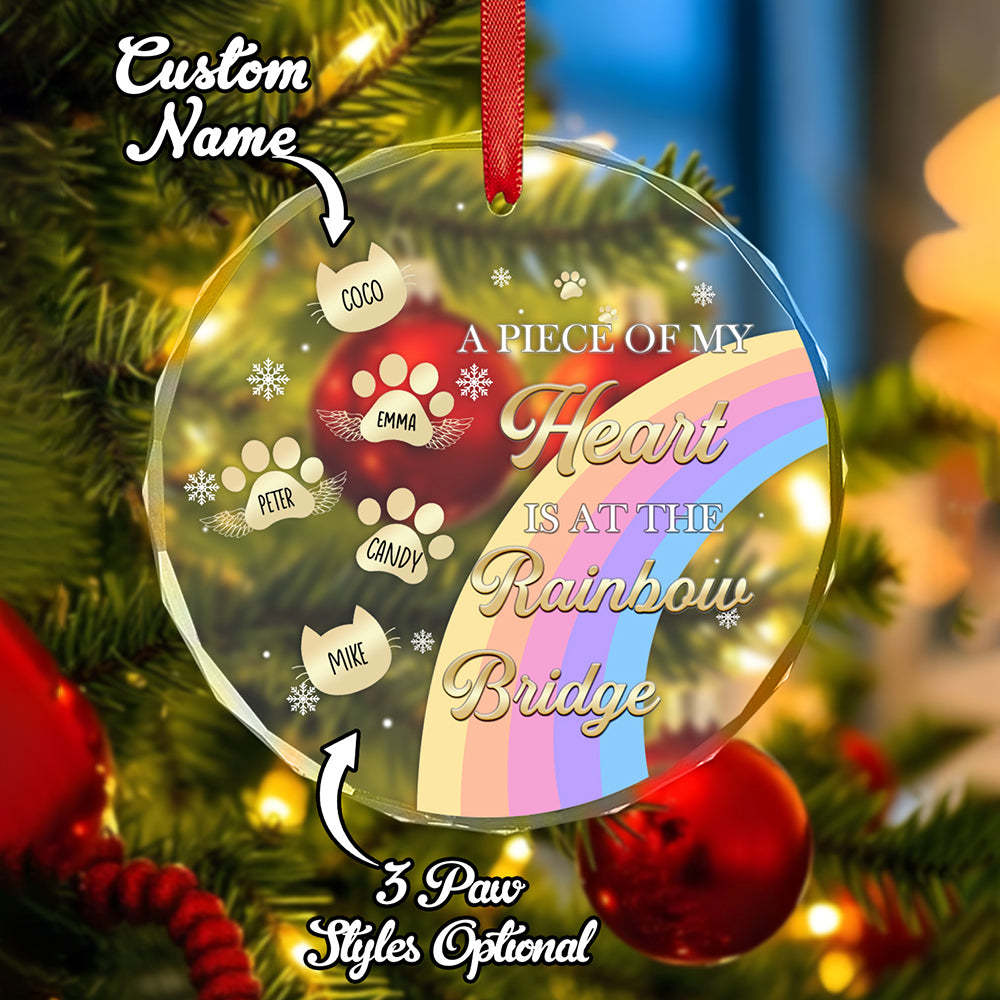 Personalisiertes Gedenkornament „a Piece Of My Heart Is At The Rainbow Bridge", Beileidsgeschenk Für Tierliebhaber -
