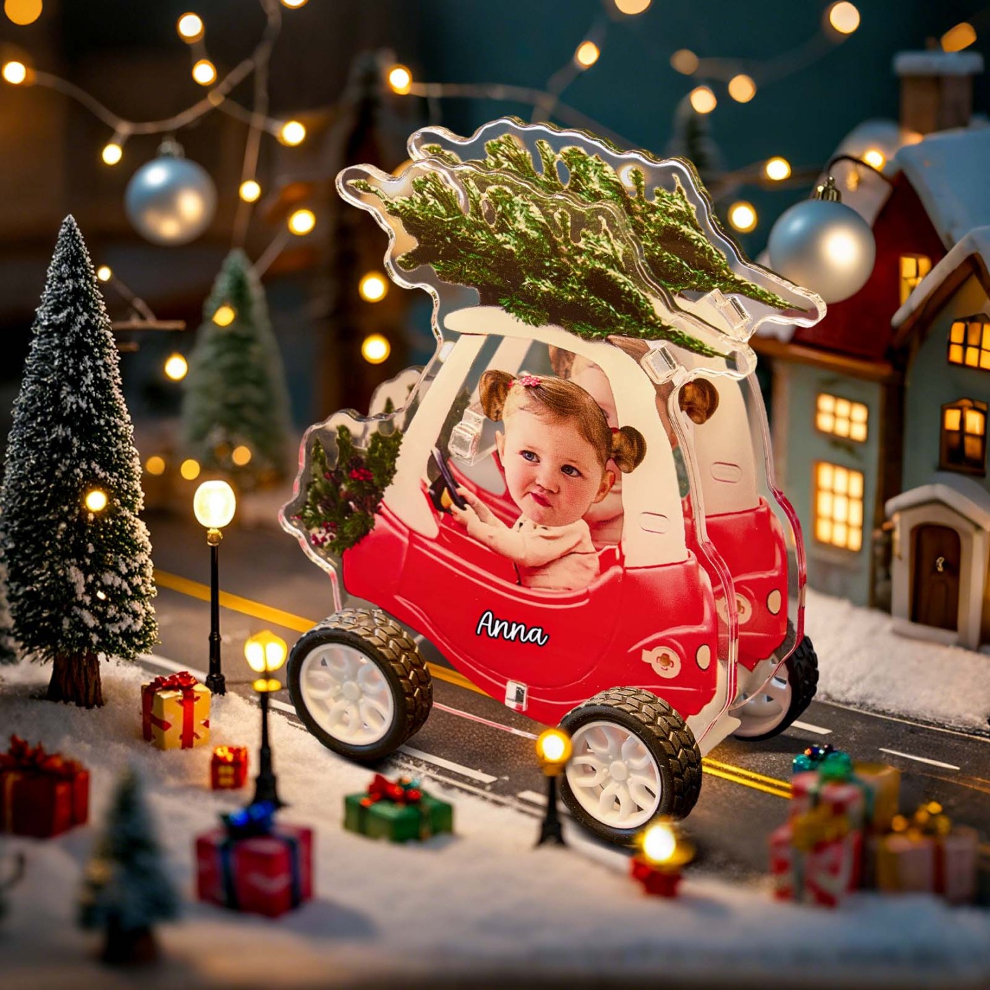 Personalisiertes Foto- Und Gravur-weihnachtsfarben-rückziehauto -