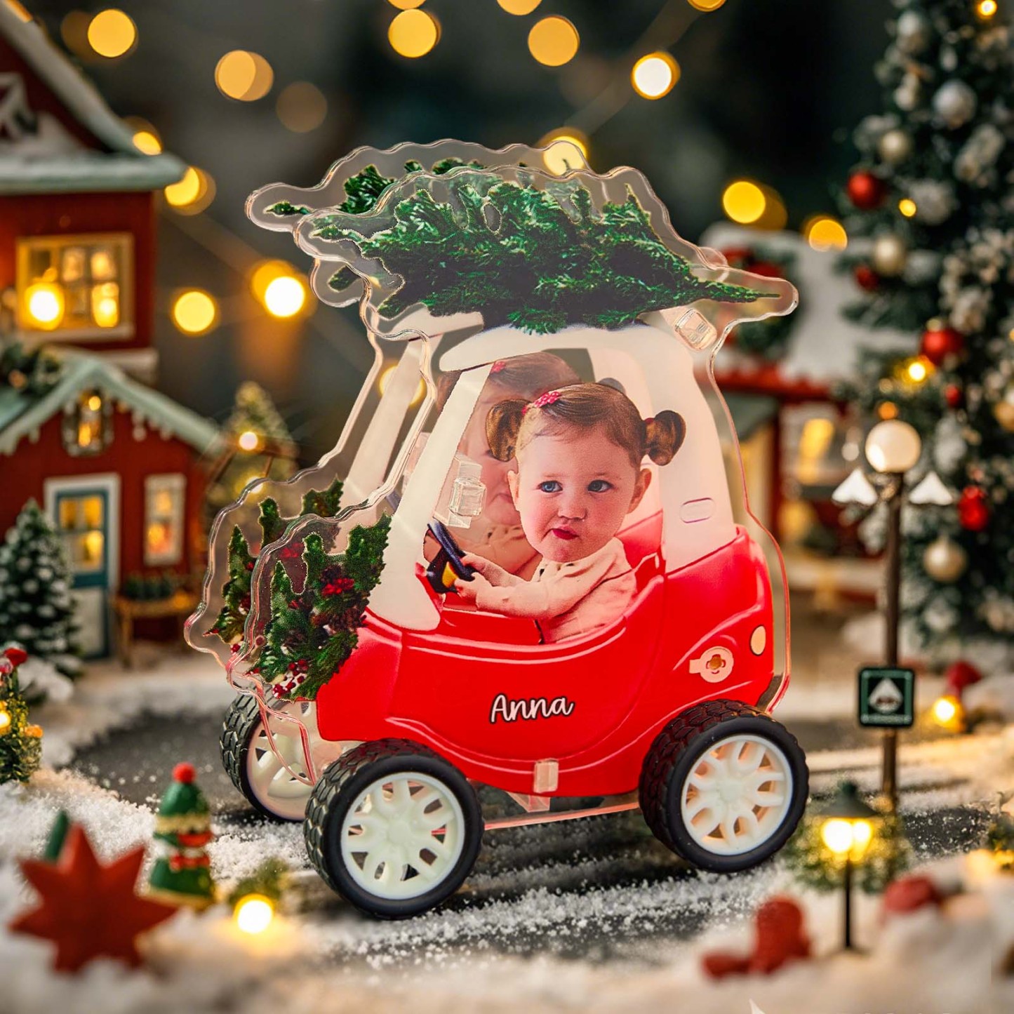 Personalisiertes Foto- Und Gravur-weihnachtsfarben-rückziehauto -