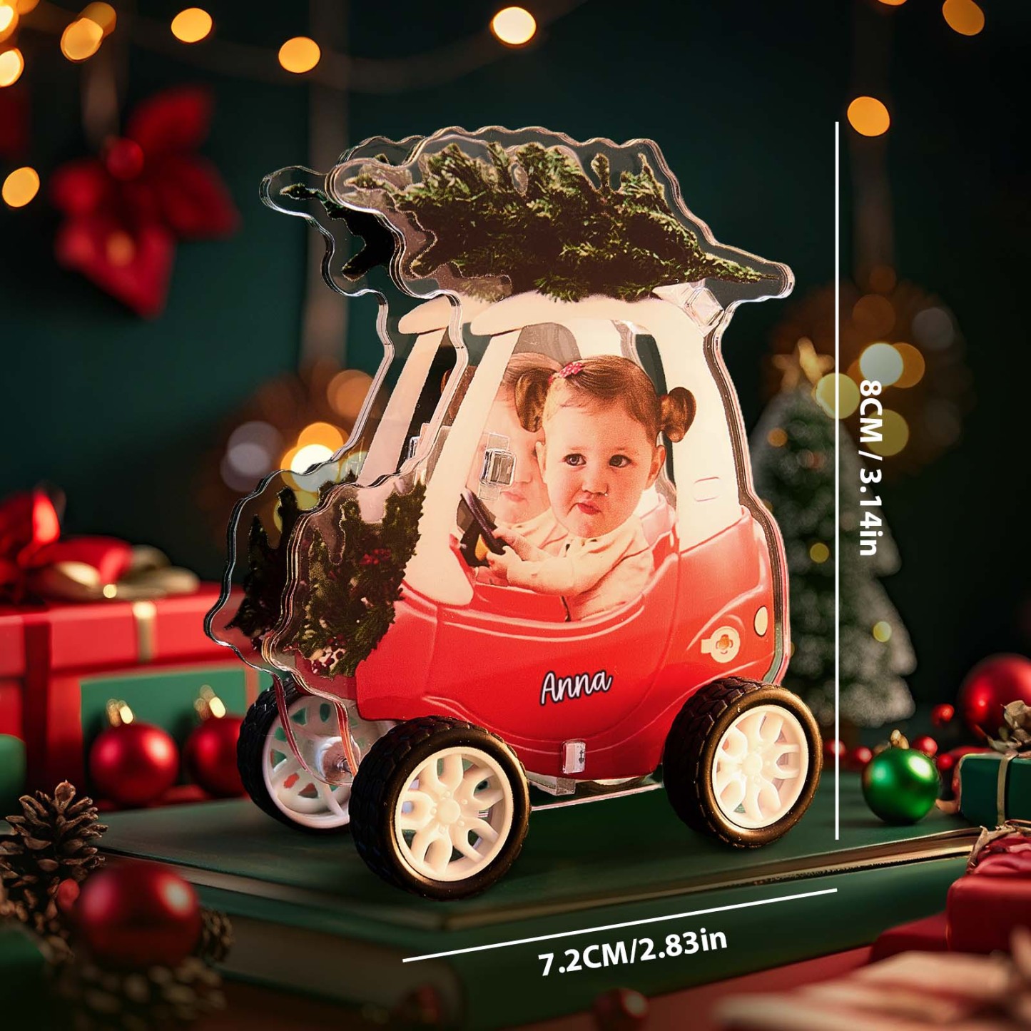 Personalisiertes Foto- Und Gravur-weihnachtsfarben-rückziehauto -