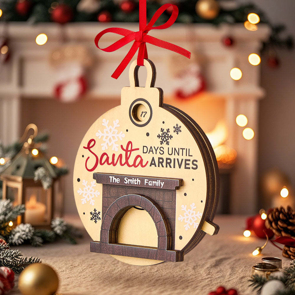 Personalisierter Weihnachtsmann Im Kamin, Countdown-ornament, Tage Bis Weihnachten -