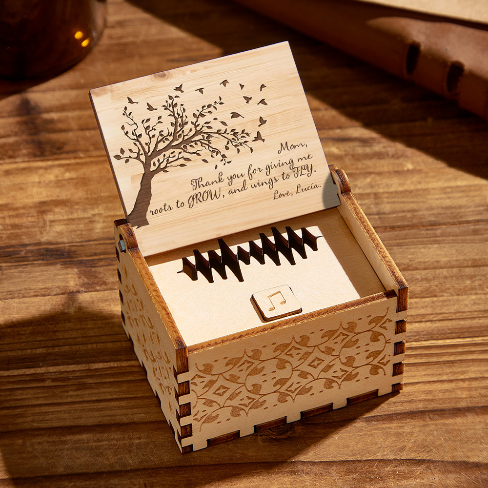 Personalisierte Spieluhr Aus Holz, Individuelle Spieluhr Mit Baummotiv, Geschenk Für Mutter -