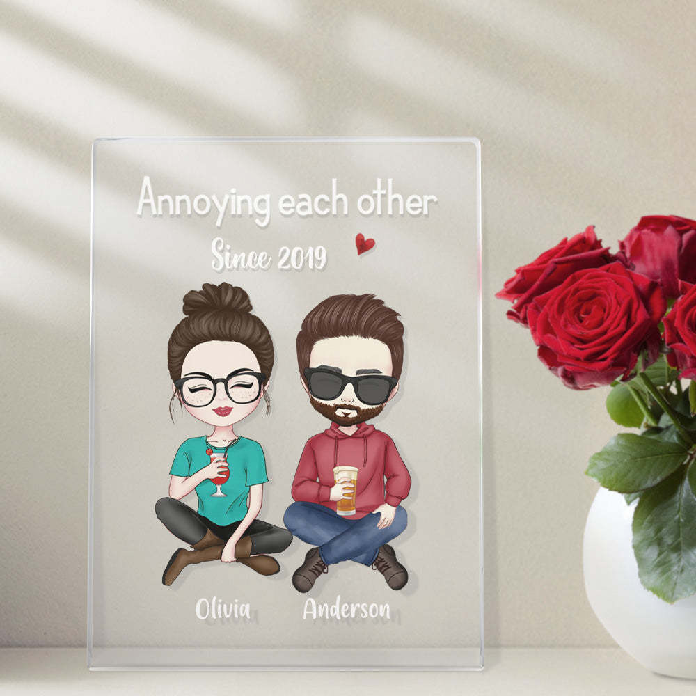 Benutzerdefinierte Plakette Lampe Paar Personalisierte Frisur Kleidung Und Name Cartoon Valentinstag Geschenke -