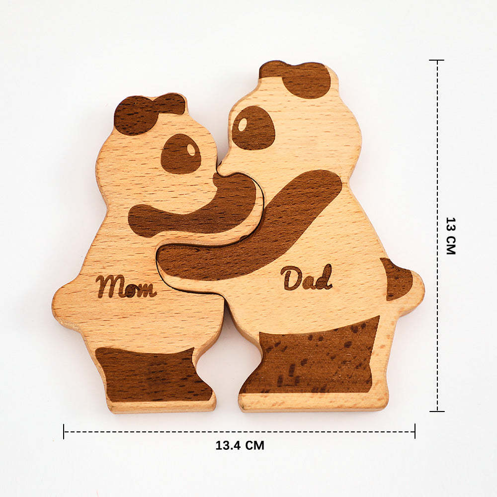 Benutzerdefinierte Namen Holz Pandas Familie Block Puzzle Home Decor Geschenke - FotoPortemonnaie