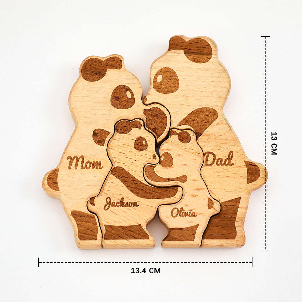 Benutzerdefinierte Namen Holz Pandas Familie Block Puzzle Home Decor Geschenke - FotoPortemonnaie