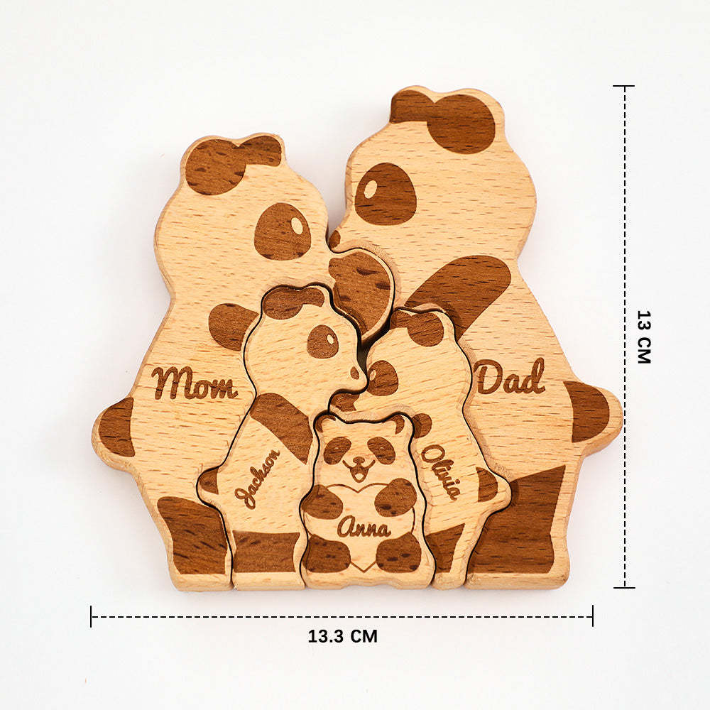 Benutzerdefinierte Namen Holz Pandas Familie Block Puzzle Home Decor Geschenke - FotoPortemonnaie