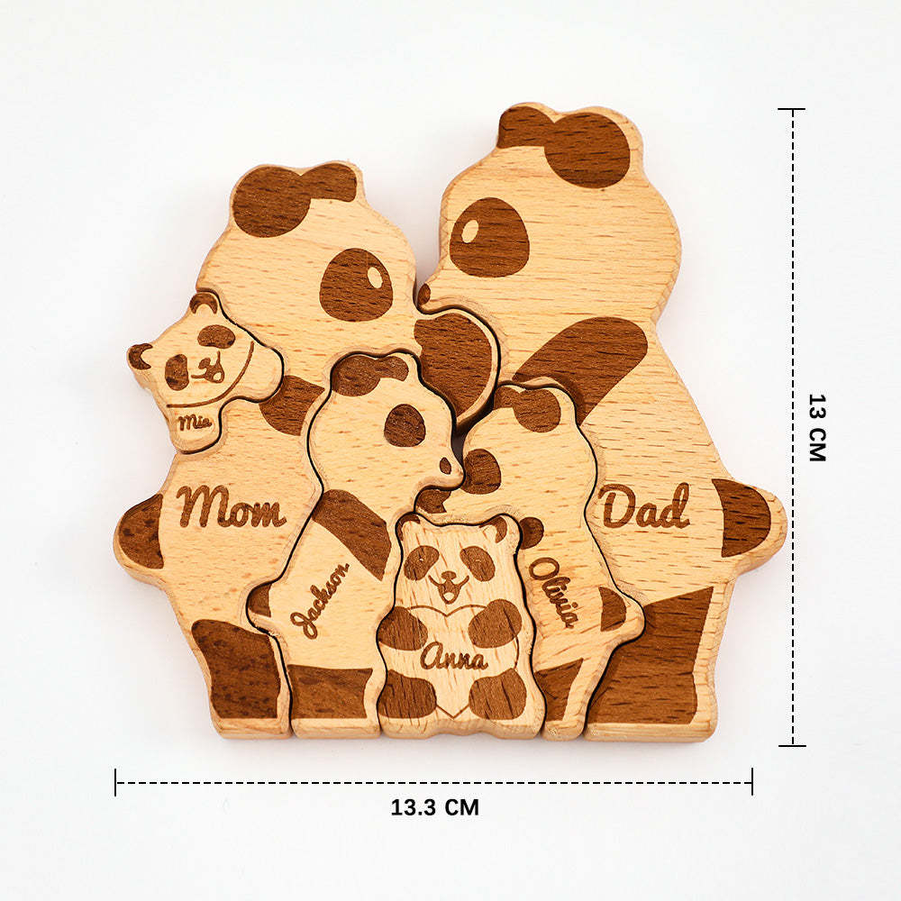 Benutzerdefinierte Namen Holz Pandas Familie Block Puzzle Home Decor Geschenke - FotoPortemonnaie