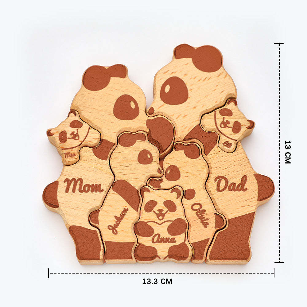 Benutzerdefinierte Namen Holz Pandas Familie Block Puzzle Home Decor Geschenke - FotoPortemonnaie