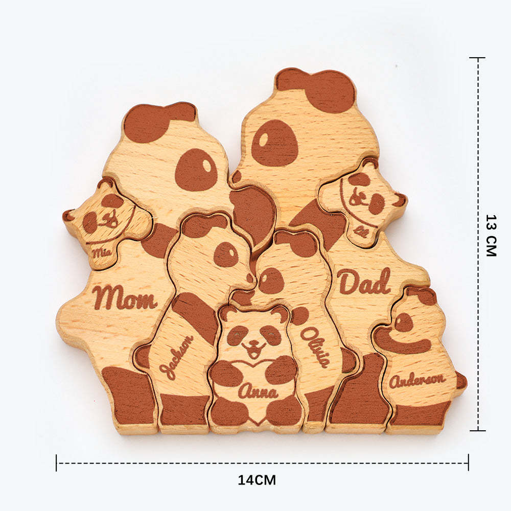 Benutzerdefinierte Namen Holz Pandas Familie Block Puzzle Home Decor Geschenke - FotoPortemonnaie