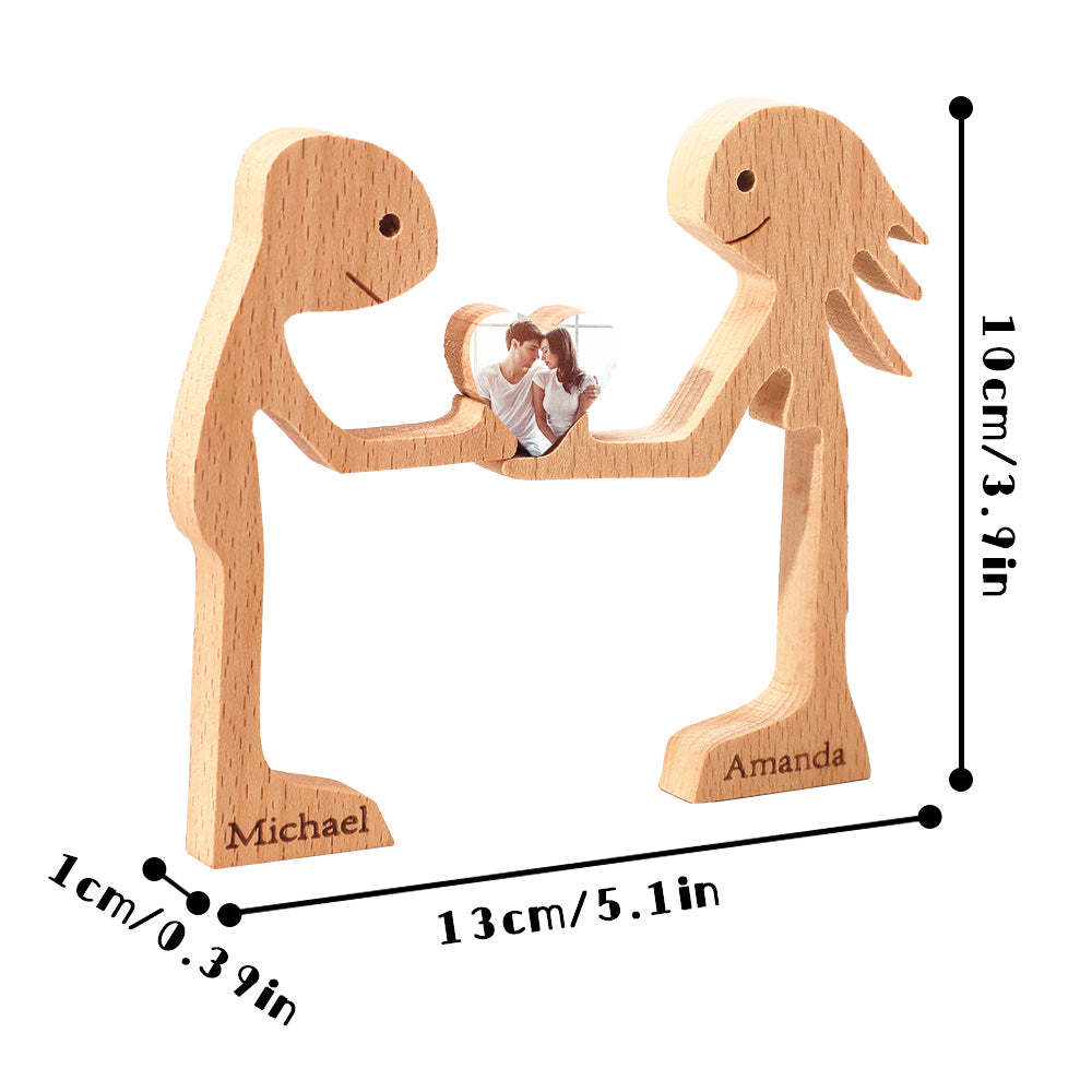 Personalisiertes Hölzernes Stehendes Paar Und Liebesherz-puzzle, Individuelle Valentinstagsgeschenke - FotoPortemonnaie