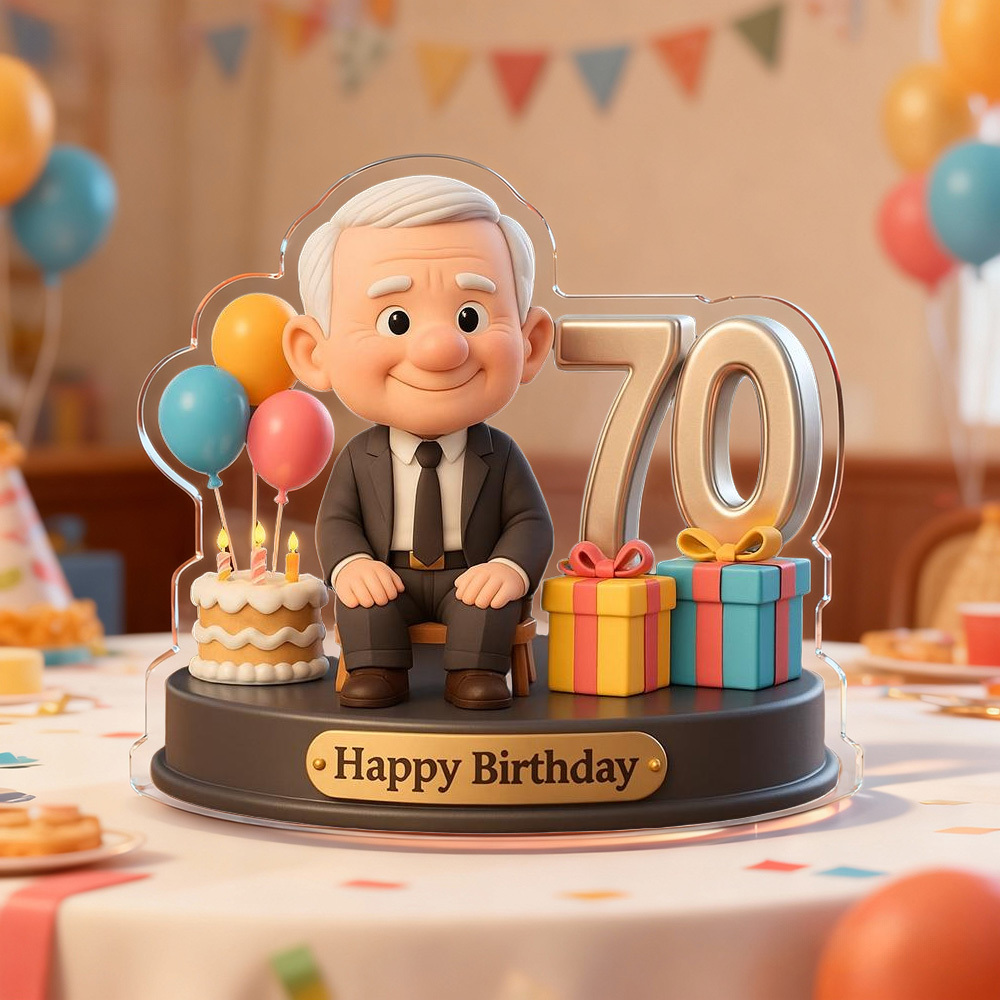 Geburtstagsgeschenke Für Ihn: Personalisierte Foto-acrylfiguren Mit Cartoon-geburtstagsmotiven Im 2d-look Und 3d-pop-effekt - 
