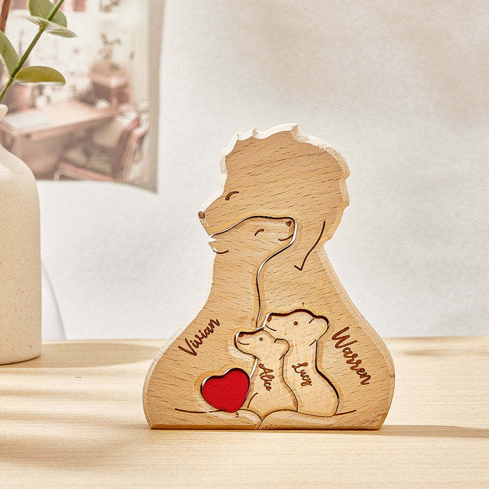 Personalisierte Holzlöwen, Individuelle Familienmitgliedernamen, Puzzle, Heimdekoration, Geschenke - FotoPortemonnaie