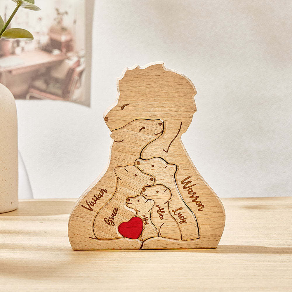 Personalisierte Holzlöwen, Individuelle Familienmitgliedernamen, Puzzle, Heimdekoration, Geschenke - FotoPortemonnaie