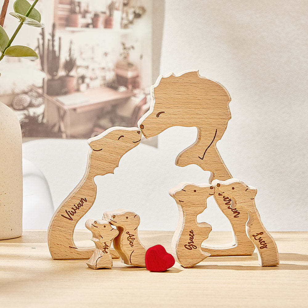 Personalisierte Holzlöwen, Individuelle Familienmitgliedernamen, Puzzle, Heimdekoration, Geschenke - FotoPortemonnaie