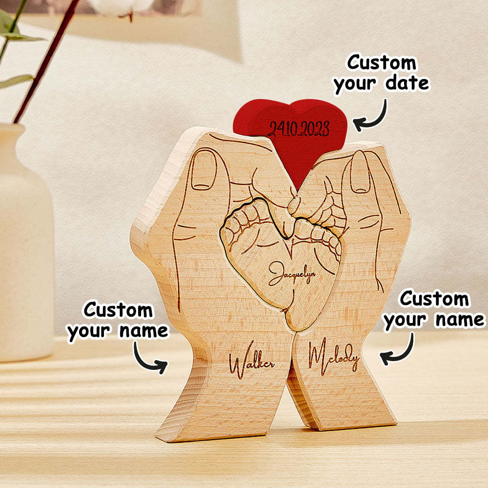Personalisierte Babyfüße Aus Holz, Individuelle Namen Von Familienmitgliedern, Datum, Puzzle, Heimdekoration, Geschenke - FotoPortemonnaie