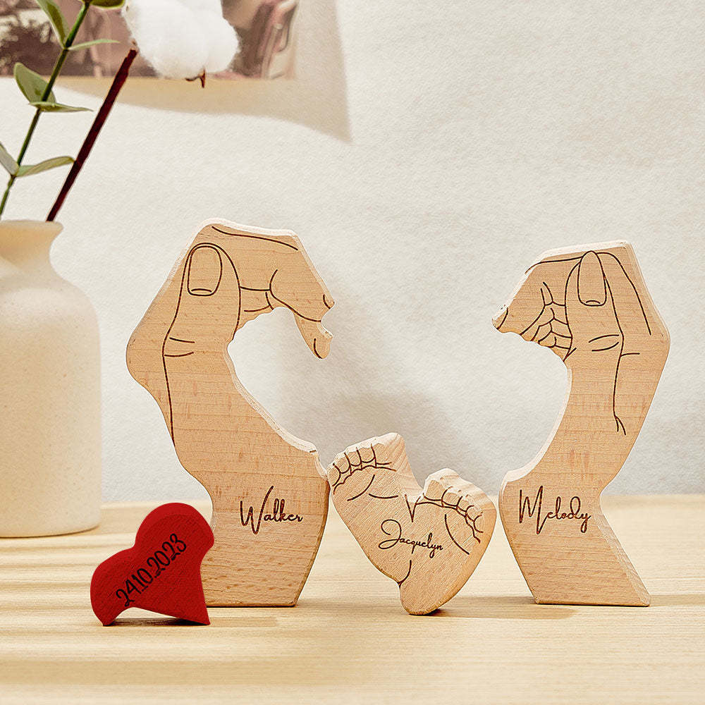 Personalisierte Babyfüße Aus Holz, Individuelle Namen Von Familienmitgliedern, Datum, Puzzle, Heimdekoration, Geschenke - FotoPortemonnaie