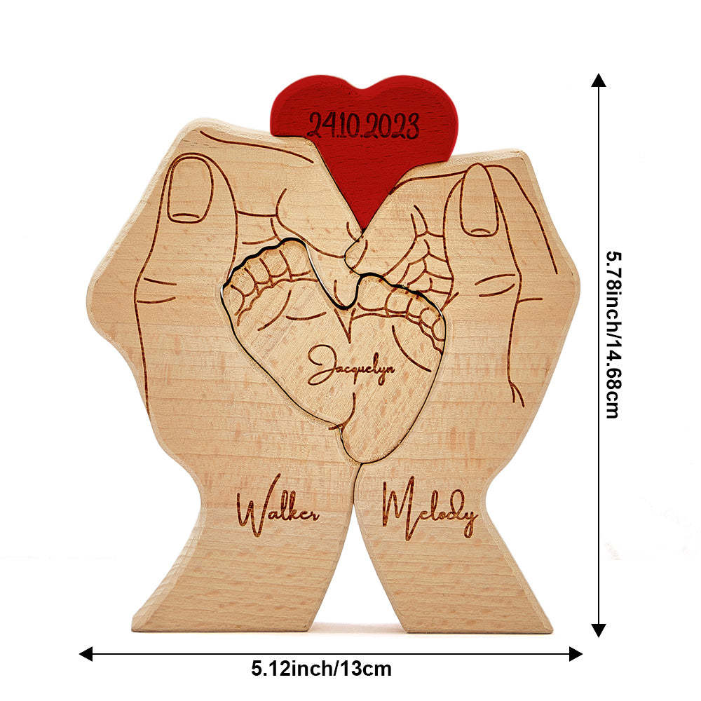 Personalisierte Babyfüße Aus Holz, Individuelle Namen Von Familienmitgliedern, Datum, Puzzle, Heimdekoration, Geschenke - FotoPortemonnaie