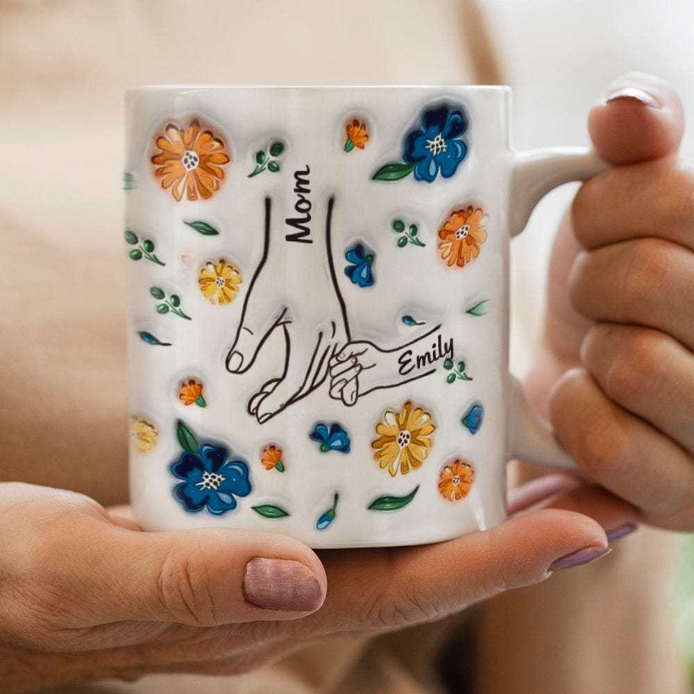 Personalisierter, Individueller 3d-becher Mit Aufgeblasenem Effekt, Geburtstagsgeschenk „halte Meine Hand, Halte Mein Herz", Muttertagsgeschenk Für Mama Und Oma -