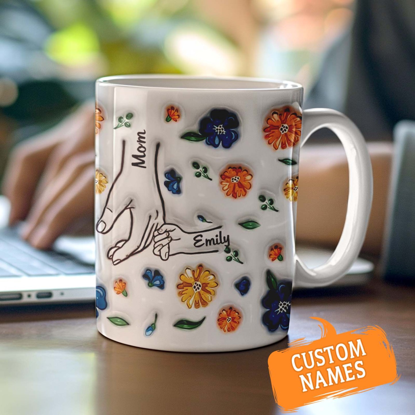 Geburtstagsgeschenk „halte Meine Hand, Halte Mein Herz", Personalisierter 3d-becher Mit Aufgeblasenem Effekt, Muttertagsgeschenk Für Mama Und Oma - 