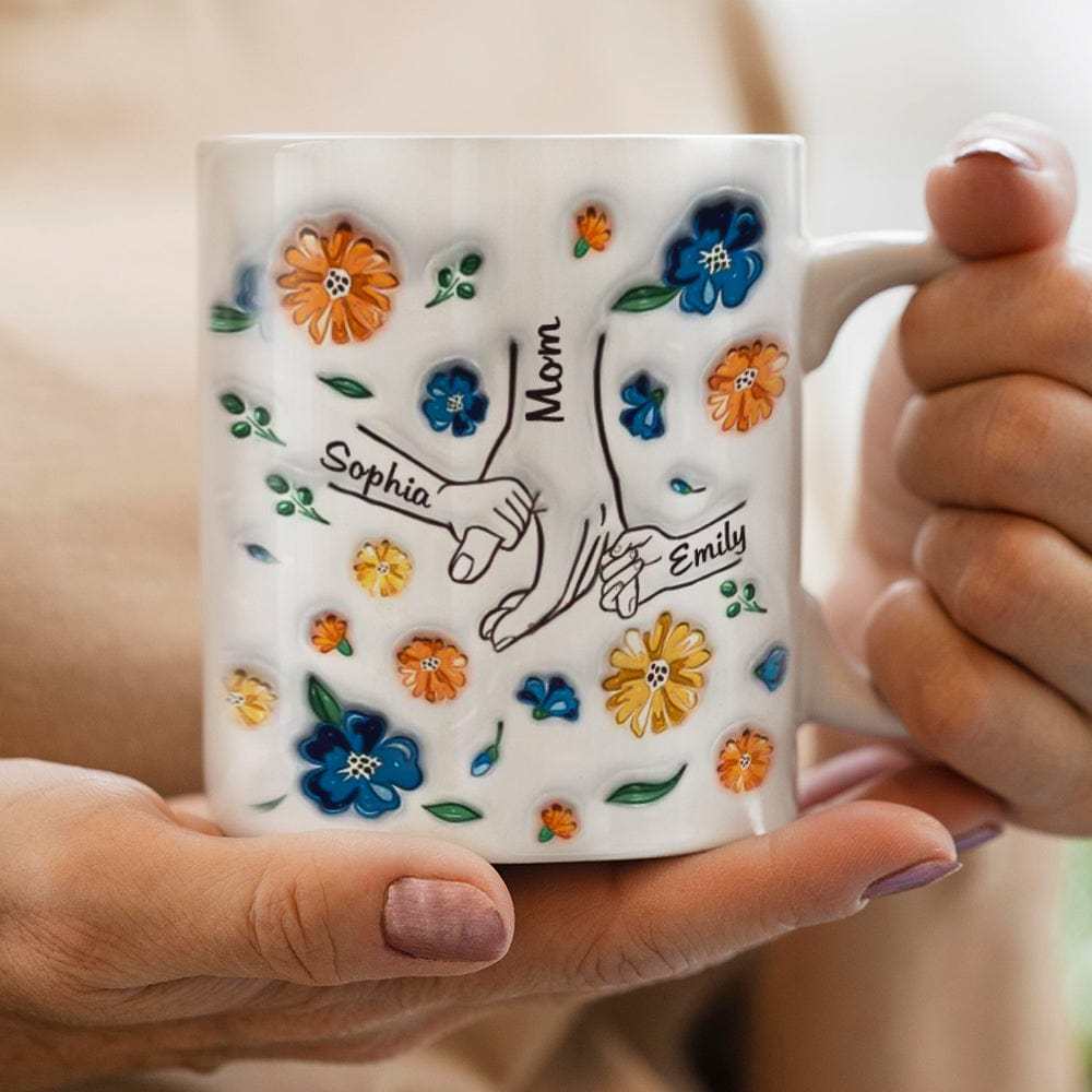 Personalisierter, Individueller 3d-becher Mit Aufgeblasenem Effekt, Geburtstagsgeschenk „halte Meine Hand, Halte Mein Herz", Muttertagsgeschenk Für Mama Und Oma - 