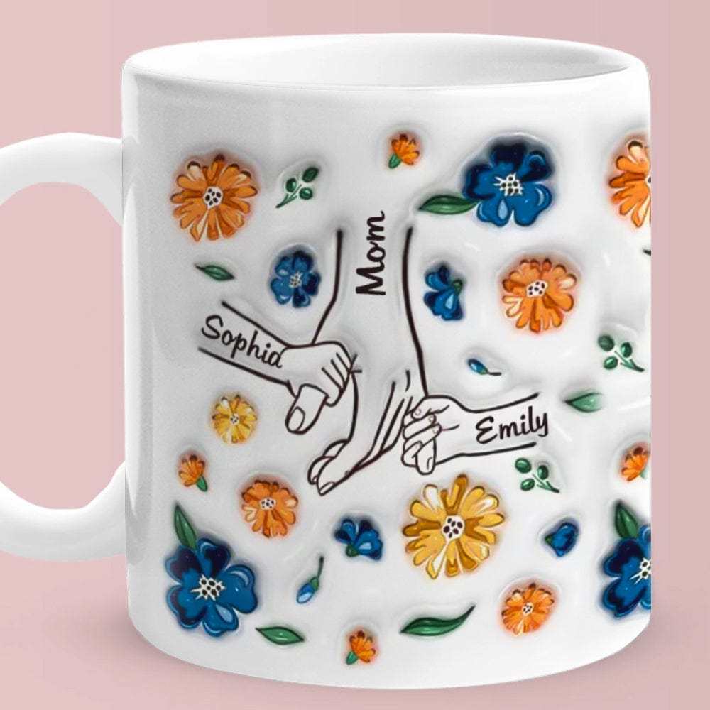 Personalisierter, Individueller 3d-becher Mit Aufgeblasenem Effekt, Geburtstagsgeschenk „halte Meine Hand, Halte Mein Herz", Muttertagsgeschenk Für Mama Und Oma -
