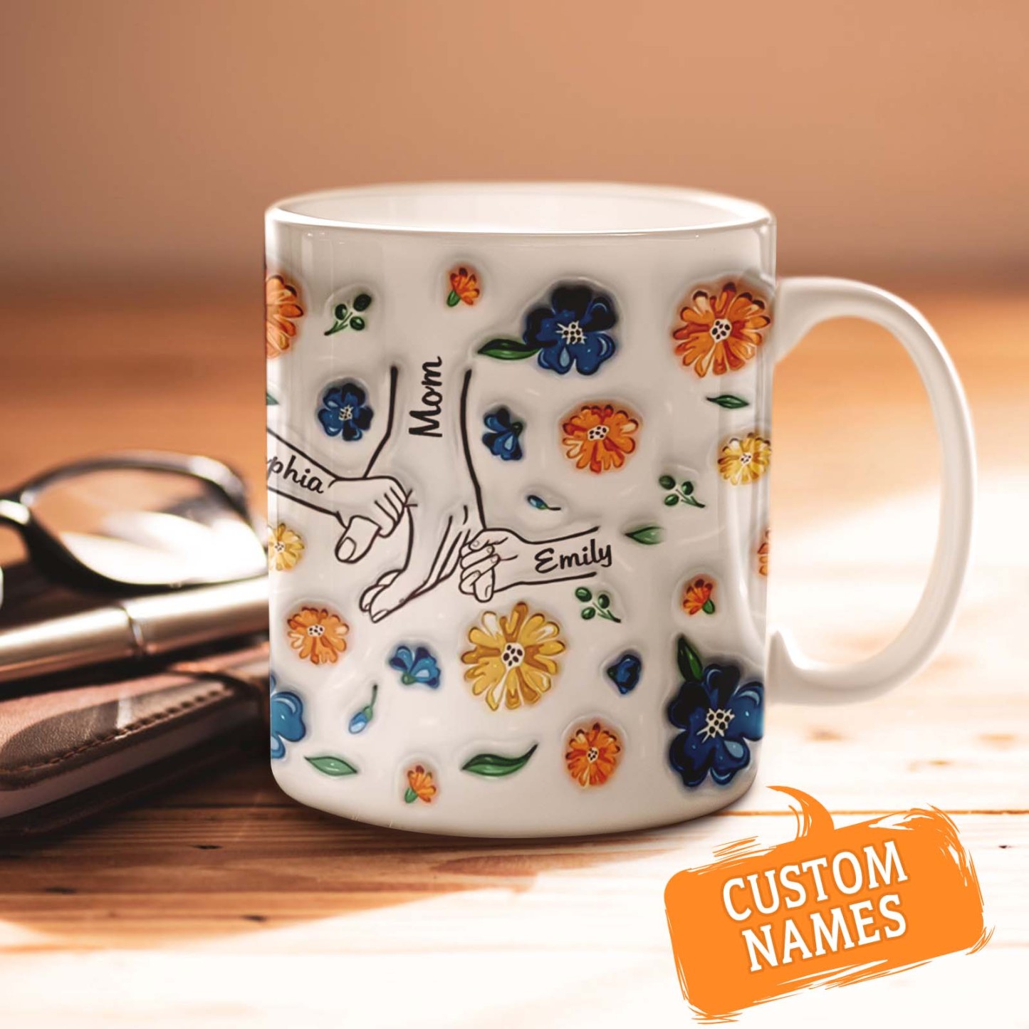 Geburtstagsgeschenk „halte Meine Hand, Halte Mein Herz", Personalisierter 3d-becher Mit Aufgeblasenem Effekt, Muttertagsgeschenk Für Mama Und Oma - 