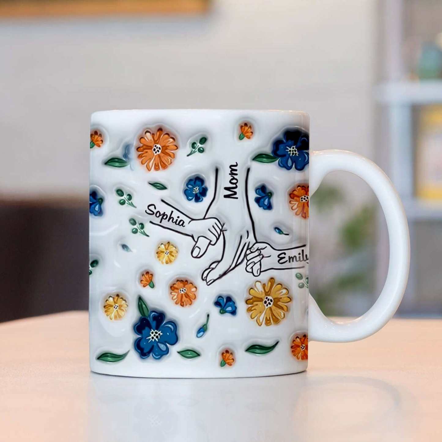 Geburtstagsgeschenk „halte Meine Hand, Halte Mein Herz", Personalisierter 3d-becher Mit Aufgeblasenem Effekt, Muttertagsgeschenk Für Mama Und Oma - 