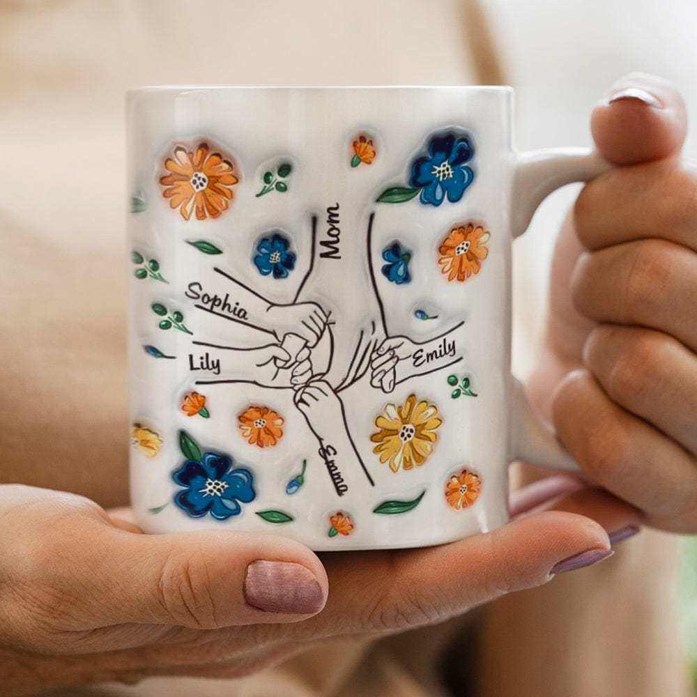 Personalisierter, Individueller 3d-becher Mit Aufgeblasenem Effekt, Geburtstagsgeschenk „halte Meine Hand, Halte Mein Herz", Muttertagsgeschenk Für Mama Und Oma -