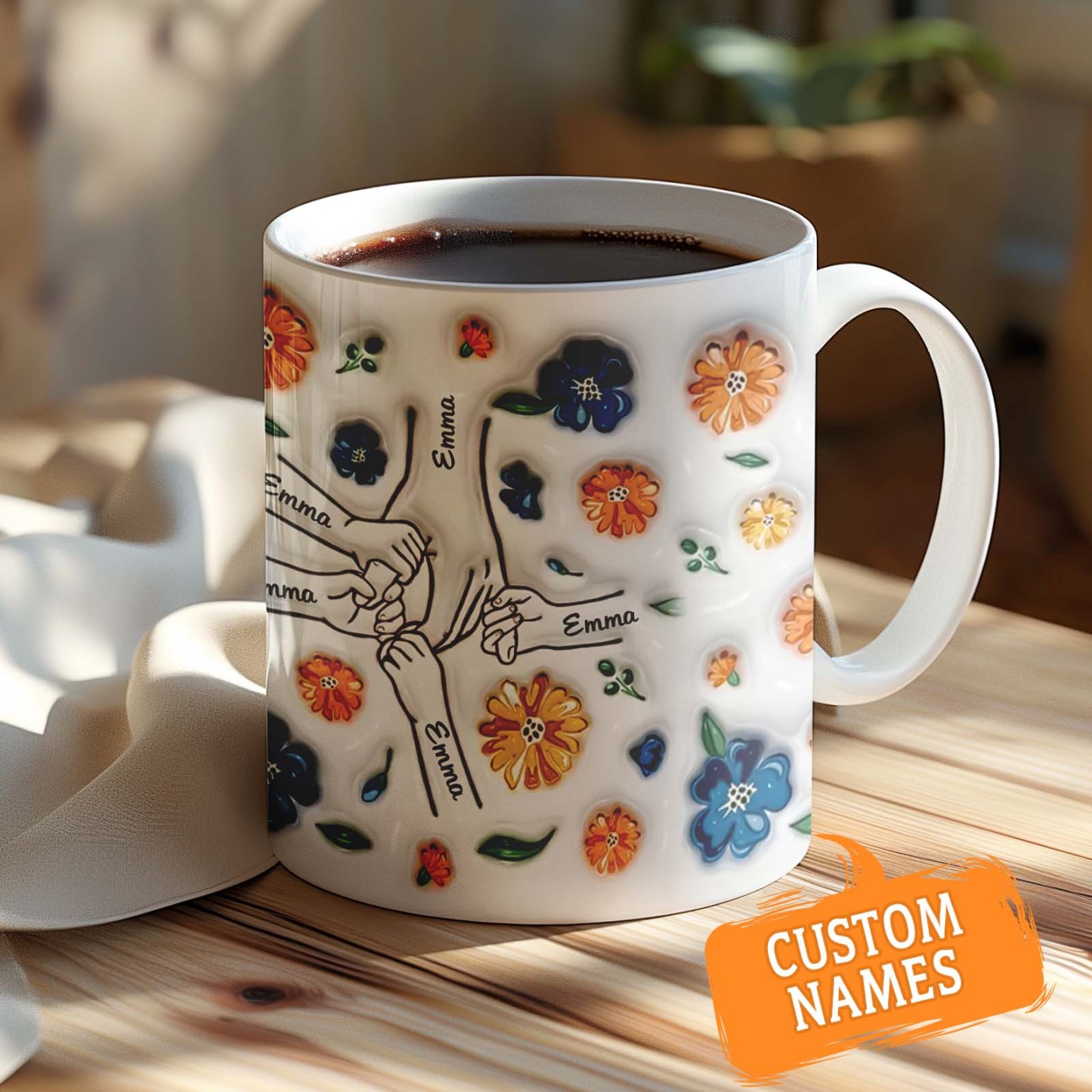 Geburtstagsgeschenk „halte Meine Hand, Halte Mein Herz", Personalisierter 3d-becher Mit Aufgeblasenem Effekt, Muttertagsgeschenk Für Mama Und Oma - 