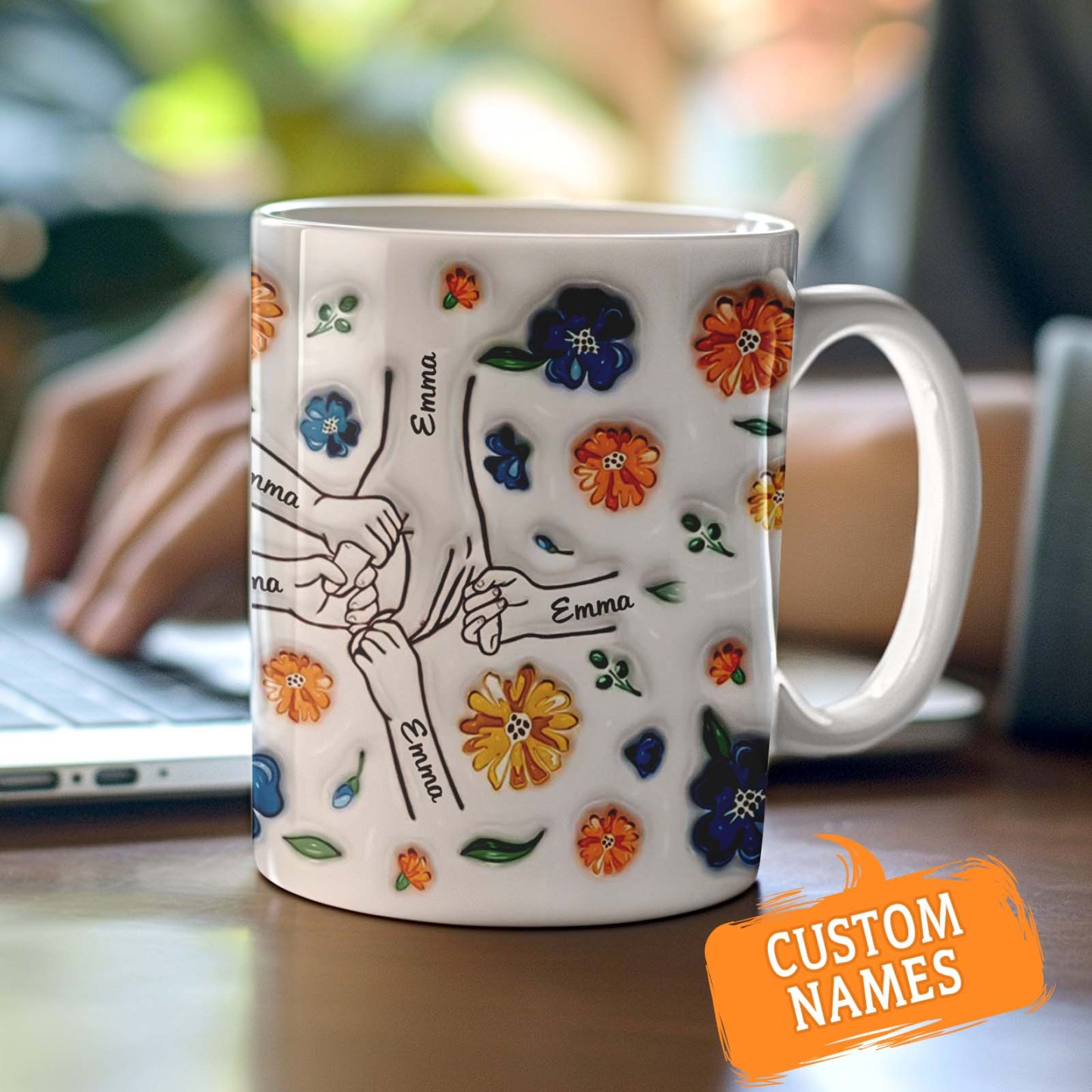 Geburtstagsgeschenk „halte Meine Hand, Halte Mein Herz", Personalisierter 3d-becher Mit Aufgeblasenem Effekt, Muttertagsgeschenk Für Mama Und Oma - 