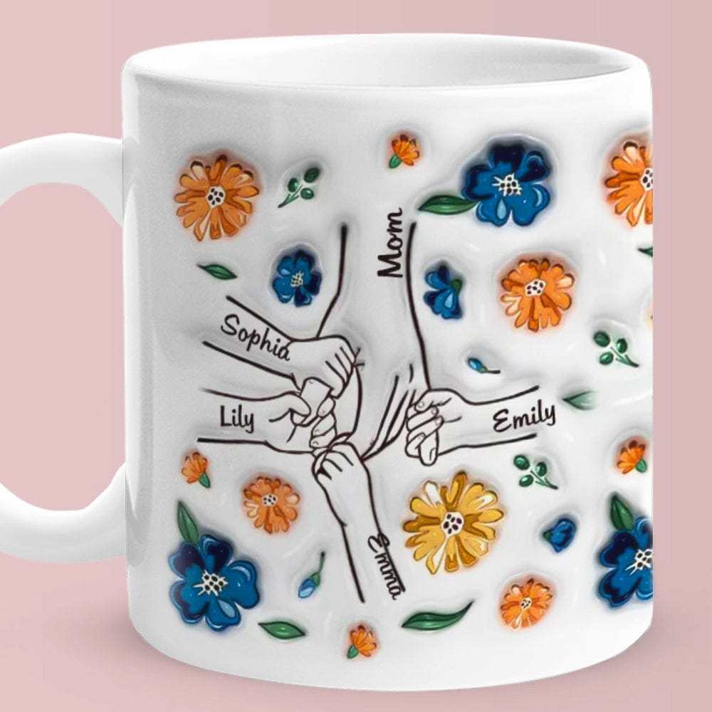 Personalisierter, Individueller 3d-becher Mit Aufgeblasenem Effekt, Geburtstagsgeschenk „halte Meine Hand, Halte Mein Herz", Muttertagsgeschenk Für Mama Und Oma -