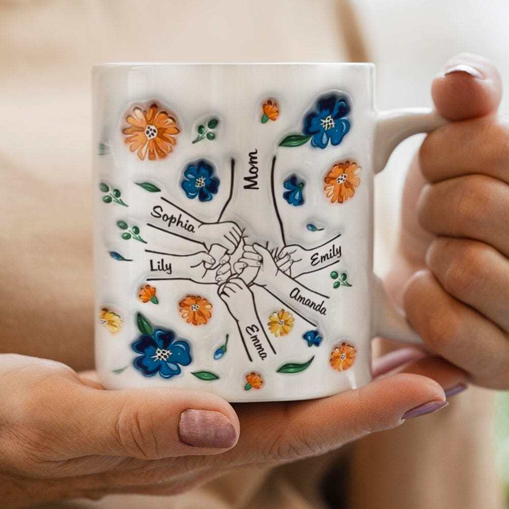 Personalisierter, Individueller 3d-becher Mit Aufgeblasenem Effekt, Geburtstagsgeschenk „halte Meine Hand, Halte Mein Herz", Muttertagsgeschenk Für Mama Und Oma -