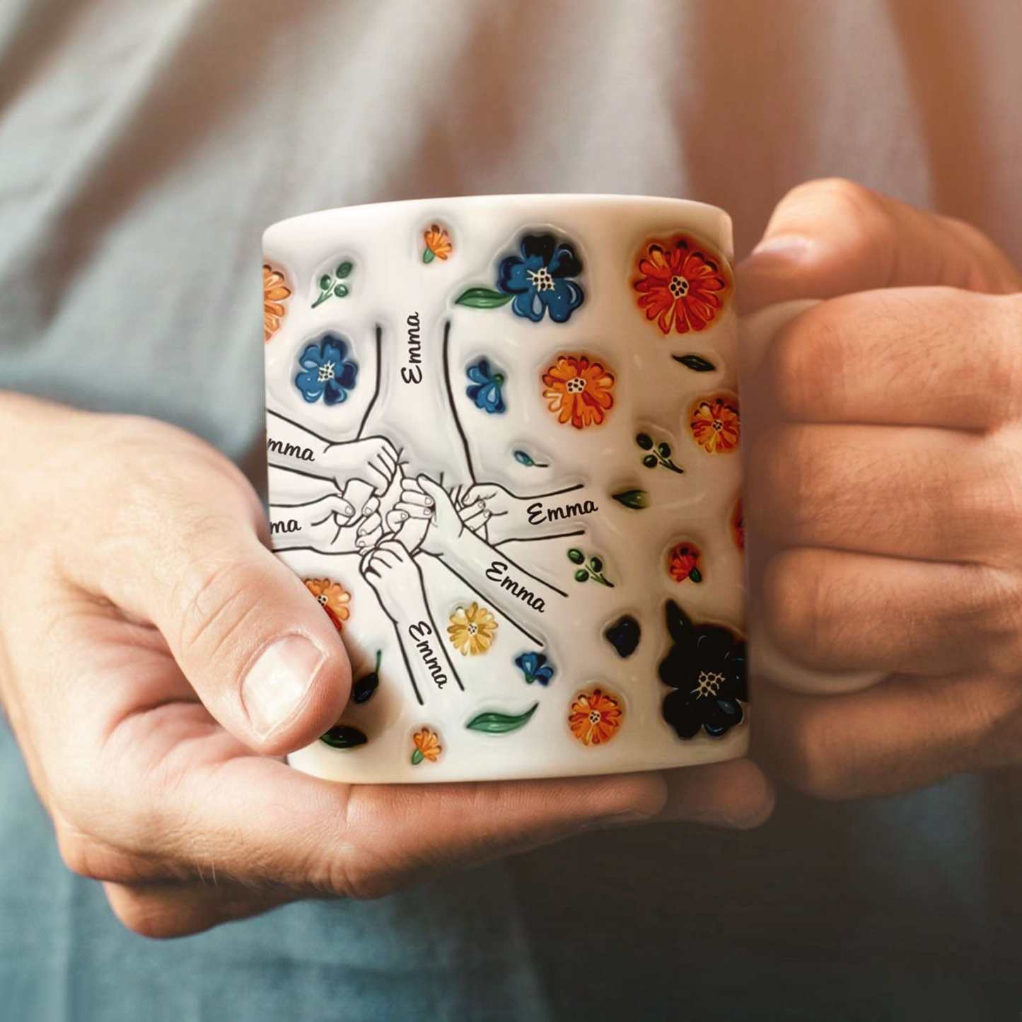 Geburtstagsgeschenk „halte Meine Hand, Halte Mein Herz", Personalisierter 3d-becher Mit Aufgeblasenem Effekt, Muttertagsgeschenk Für Mama Und Oma - 