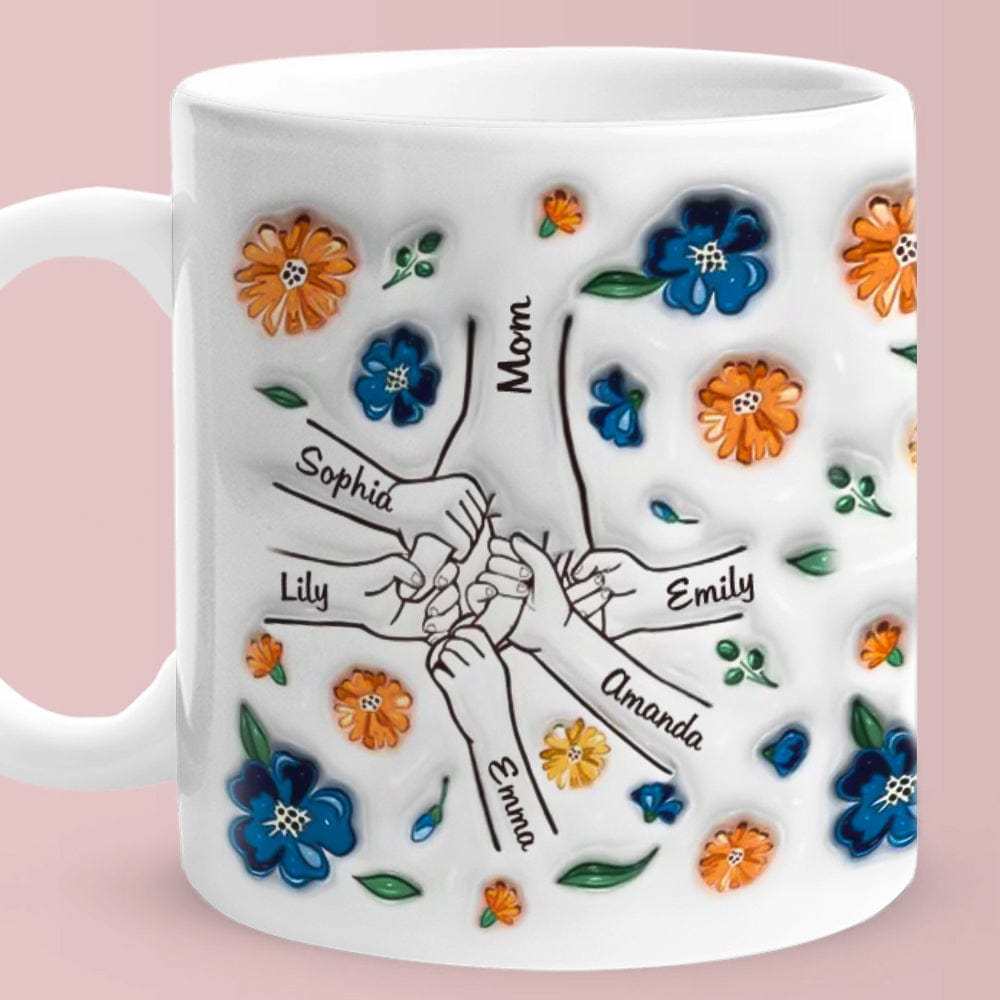 Personalisierter, Individueller 3d-becher Mit Aufgeblasenem Effekt, Geburtstagsgeschenk „halte Meine Hand, Halte Mein Herz", Muttertagsgeschenk Für Mama Und Oma -