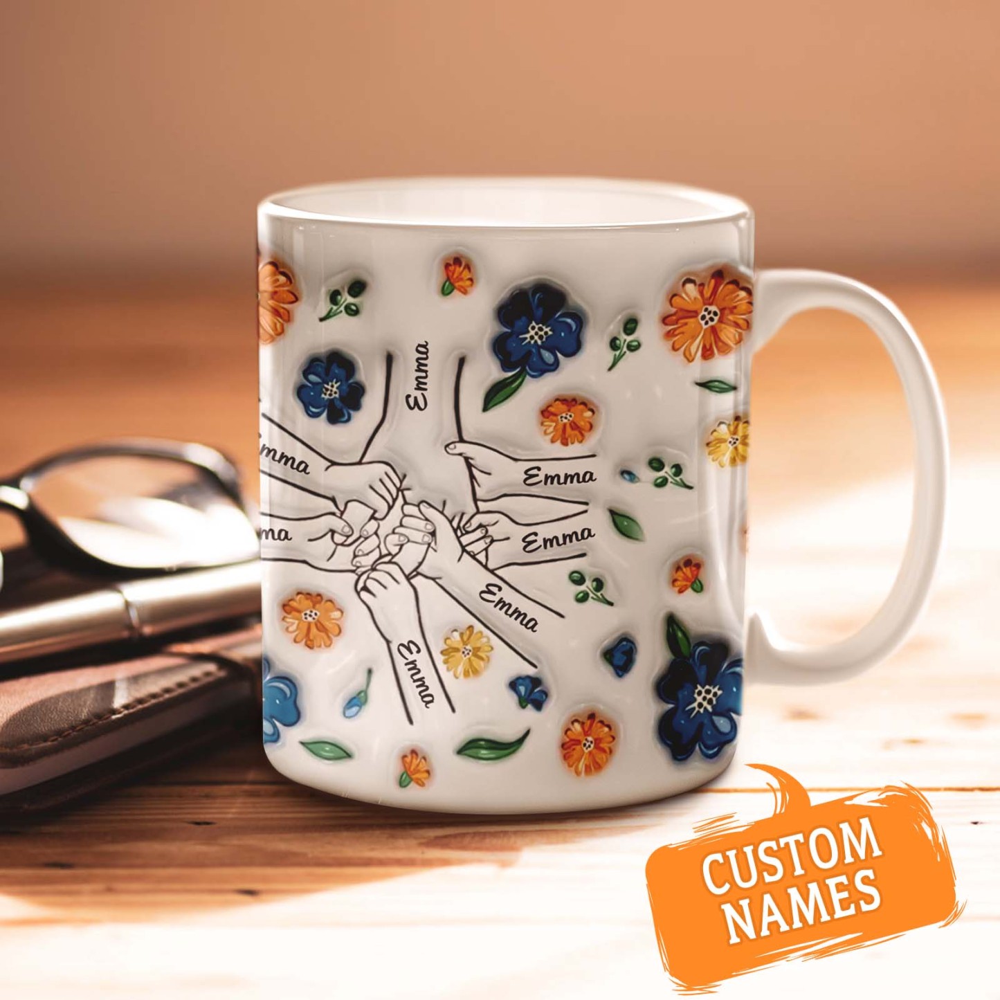 Geburtstagsgeschenk „halte Meine Hand, Halte Mein Herz", Personalisierter 3d-becher Mit Aufgeblasenem Effekt, Muttertagsgeschenk Für Mama Und Oma - 