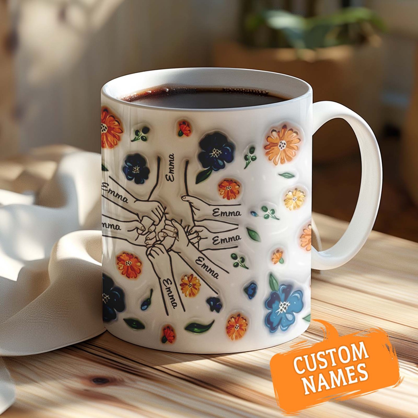 Geburtstagsgeschenk „halte Meine Hand, Halte Mein Herz", Personalisierter 3d-becher Mit Aufgeblasenem Effekt, Muttertagsgeschenk Für Mama Und Oma - 